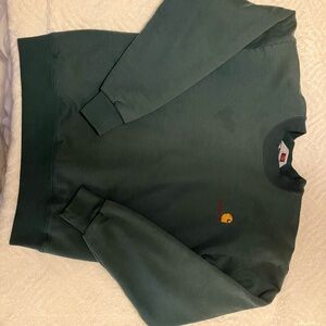 Vintage Carhartt Men's Dark Green Crewneck waffle insulated Sweater